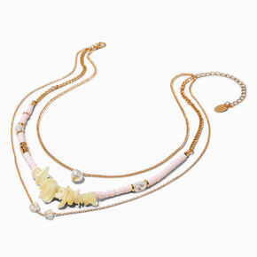 Pearl, Shell, &amp; Heishi Bead Multi-Strand Necklace,