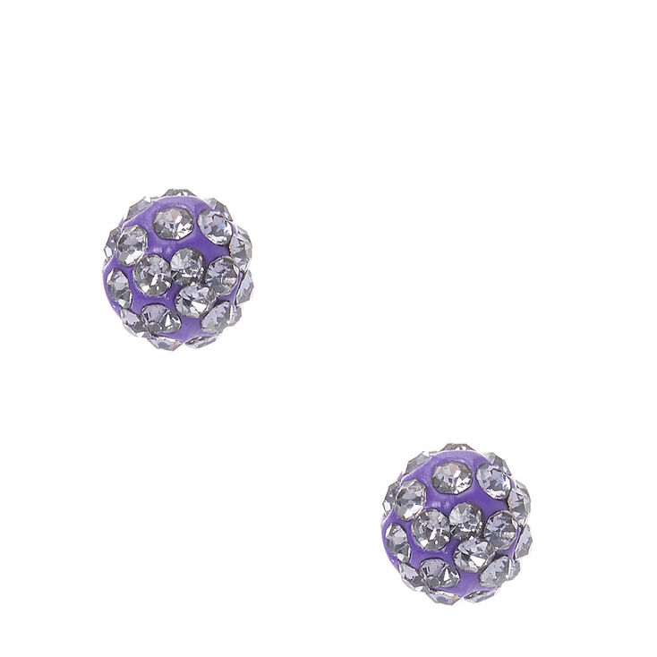 Dark Purple Fireball Stud Earrings