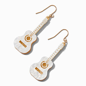 Gold Guitar 2&quot; Drop Earrings,