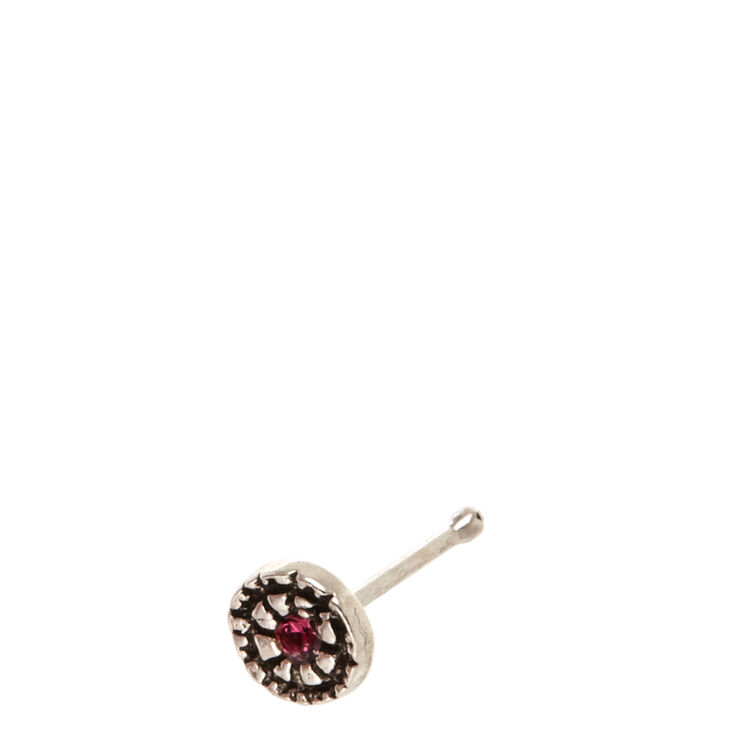 925 Sterling Silver Pink Stone Nose Stud,