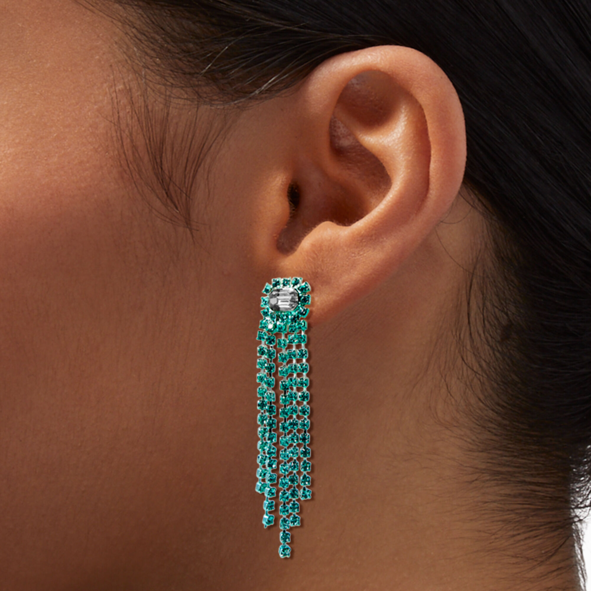 Teal rhinestone earrings 2025