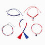 Patriotic Red, White, &amp; Blue Mixed Bracelet Set - 5 Pack,
