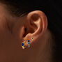 Gold-tone Blue Cubic Zirconia Earring Stackables Set - 3 Pack,