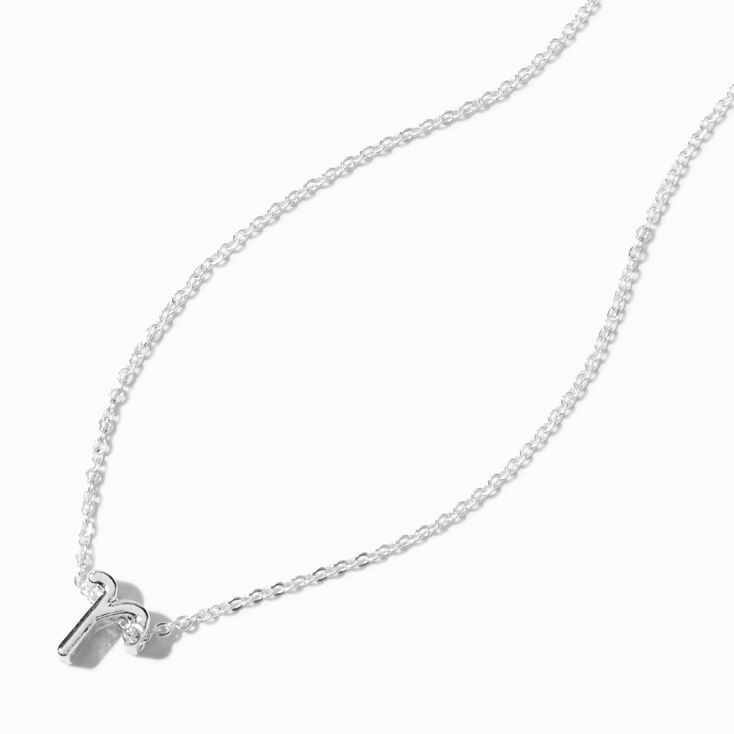 Silver Cursive Lowercase Initial Pendant Necklace - R,
