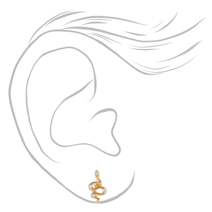 18kt Gold Plated Snake Stud Earrings,