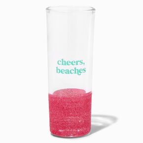 Cheers, Beaches Pink Glitter Shot Glass,