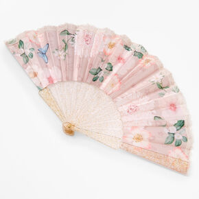 Vintage Pink Floral Folding Fan,