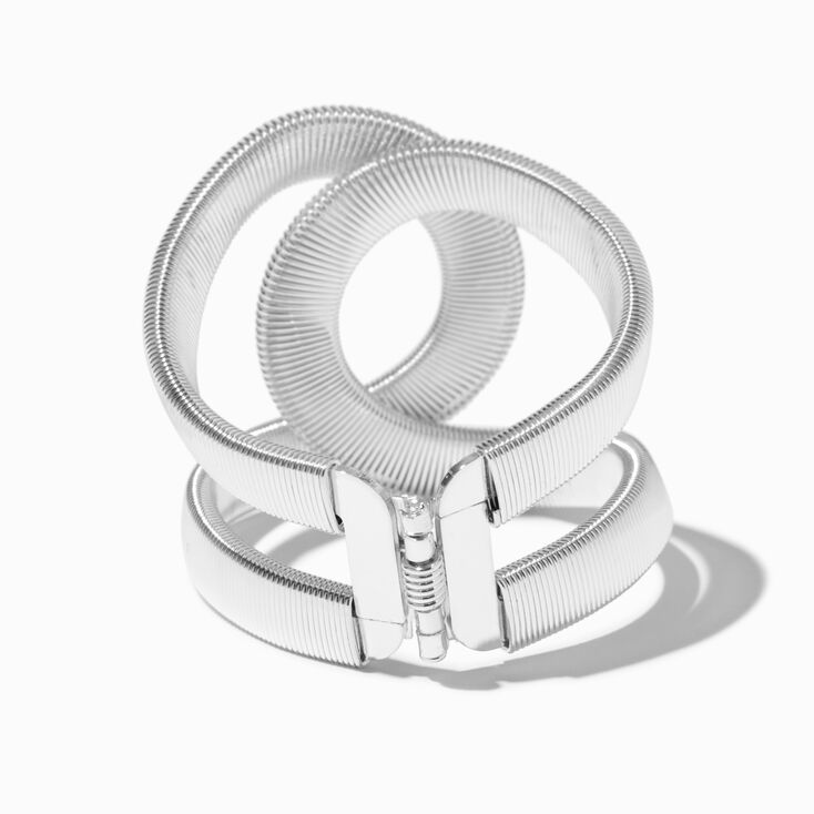 Silver-tone Textured Hinge Cuff Bracelet,