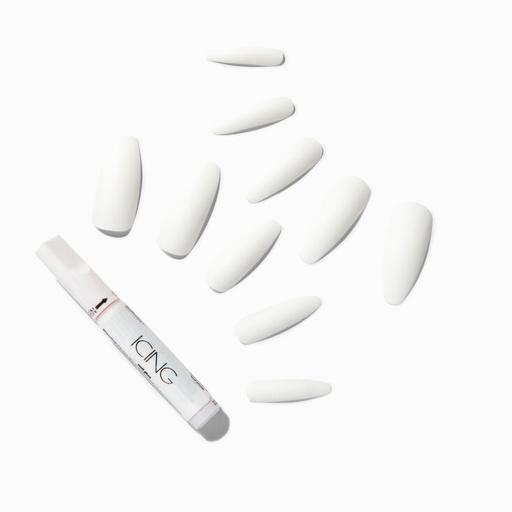 Matte White XL Stiletto Vegan Faux Nail Set - 24 Pack,