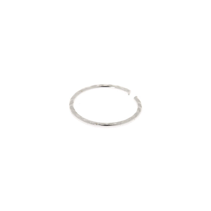 Sterling Silver 22G Textured Hoop Nose Ring,