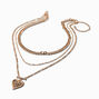 Gold-tone Heart Chain Multi-Strand Necklace,
