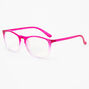 Blue Light Reducing Retro Ombre Clear Lens Frames - Neon Pink,