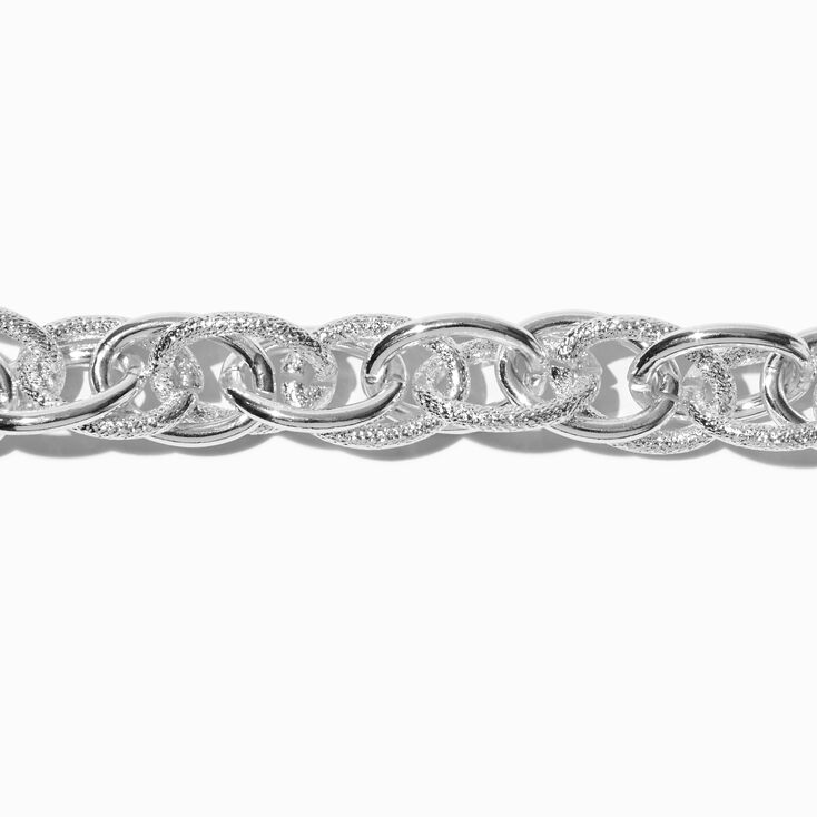 Silver-tone Textured Chain Link Extended Length Bracelet,