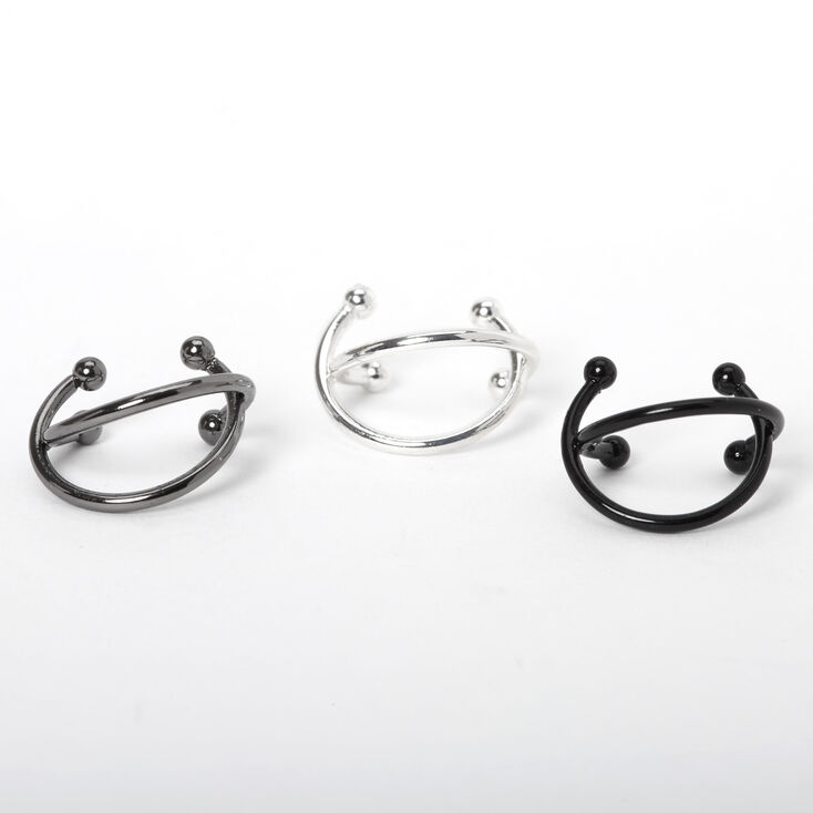 Mixed Metal Criss Cross Ear Cuff - 3 Pack,