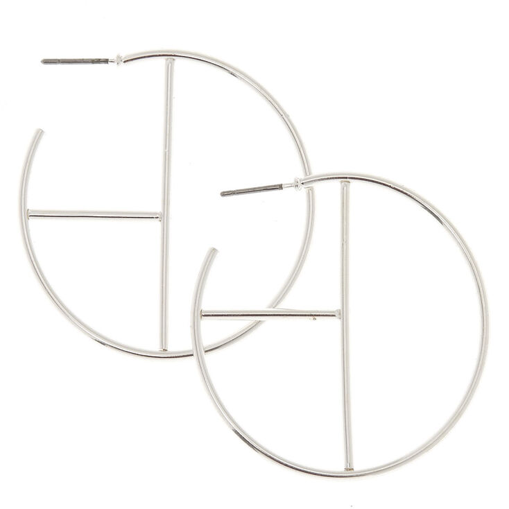 40MM Silver Tone Geometric Hoop Earrings,