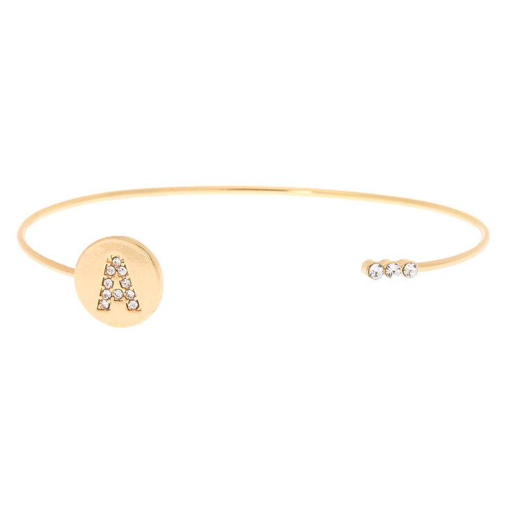 Gold Initial Cuff Bracelet - A,