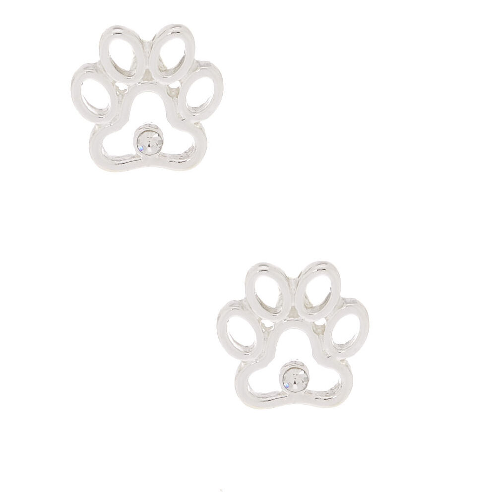 Details about   8mm Dow Paw Print Circle Earrings Oxidized 925 Sterling Silver Studs Push Back 