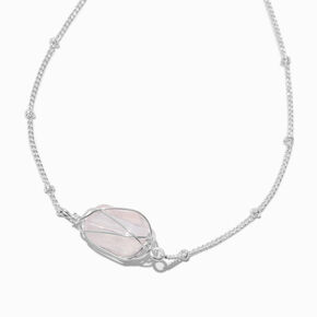 Blush Pink Crystal Wire Pendant Necklace,