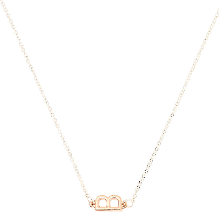 Mixed Metal Sideways Initial Pendant Necklace - B,