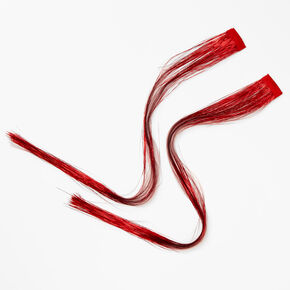 Tinsel Faux Hair Clip In Extensions - Red, 2 Pack,