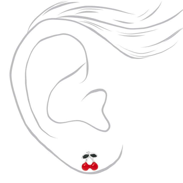 Silver Lovely Romance Stud Earrings - Red, 20 Pack,