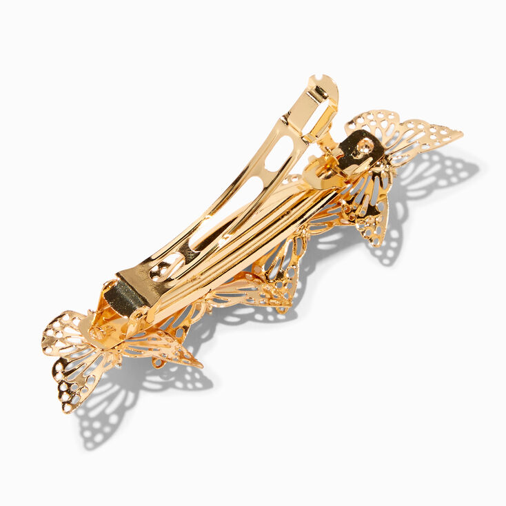 Gold Filigree Embellished Butterfly Hair Barrette,