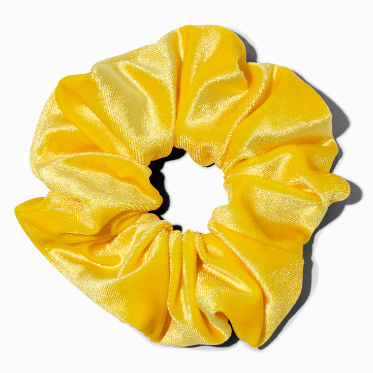 Medium Flat Yellow Velvet Hair Scrunchie,