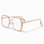 Rose Gold Bling Square Clear Lens Frames,