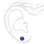 Silver Cubic Zirconia 7 MM Blue Round Stud Earrings,