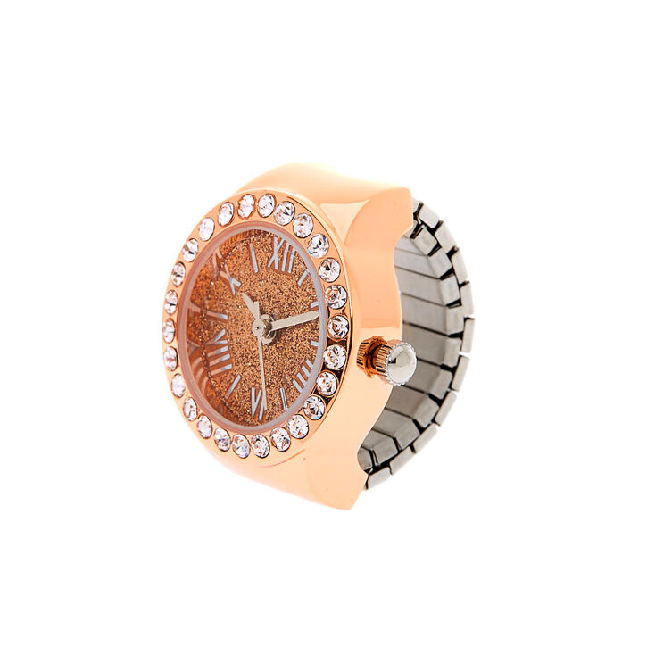 Rose Gold Glitter Ring Watch,