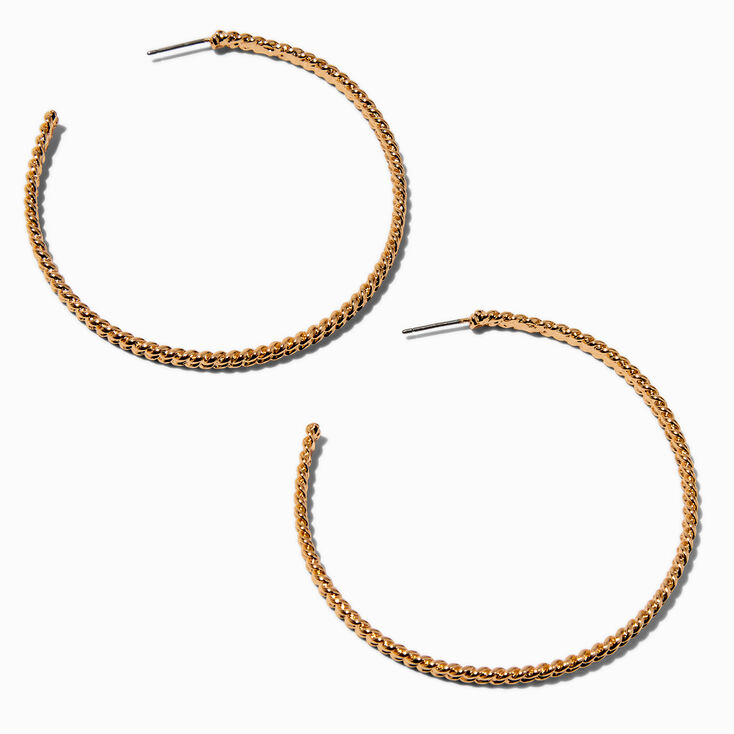 Gold-tone Twisted Rope 60MM Hoop Earrings,