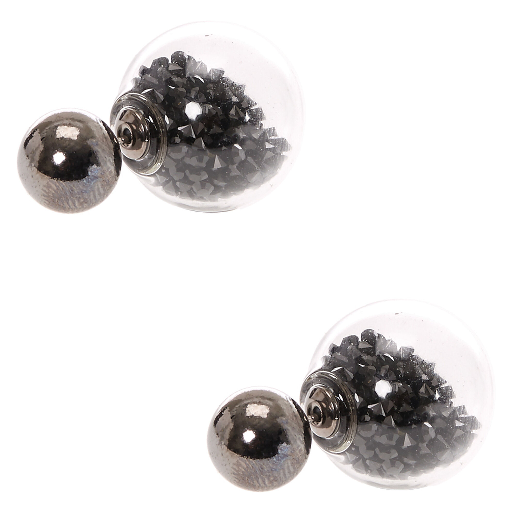 Black Ball Shaker Bead Front Back Earrings Icing Us Black Ball Shaker Bead Front Back Earrings