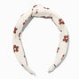 Ivory Groovy Brown Daisy Knotted Headband,