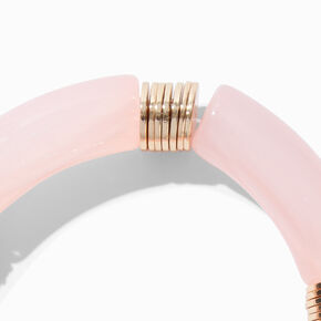 Gold-tone &amp; Blush Pink Tube Bead Stretch Bracelet,