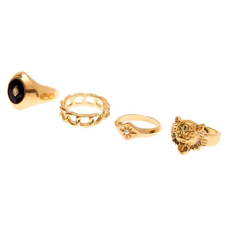 Gold Lion Rings - 4 Pack,