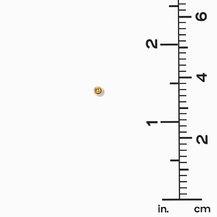 18K Gold Plated One 3MM Ball Stud Earring,