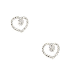 Silver Rope Heart Stud Earrings,