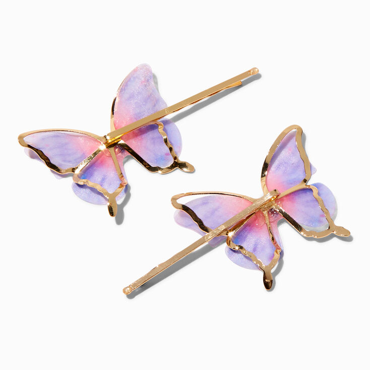 Pink &amp; Purple Butterfly Hair Pins - 2 Pack,