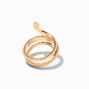 Gold Crystal Textured Snake Wrap Ring,