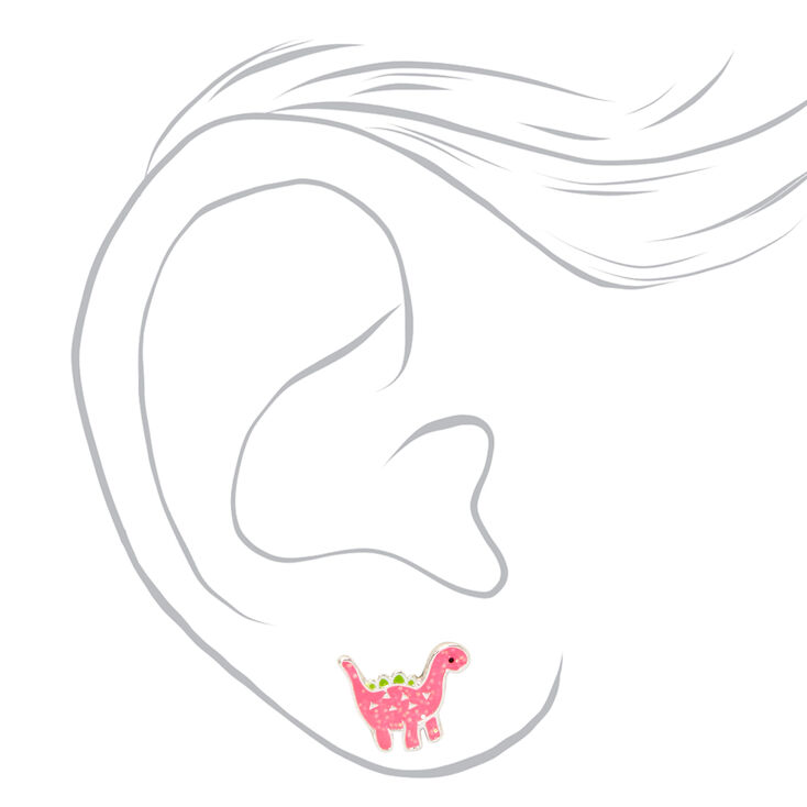 Pink Dinosaur Stud Earrings,