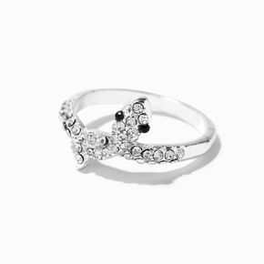 Silver Crystal Snake Knot Ring,