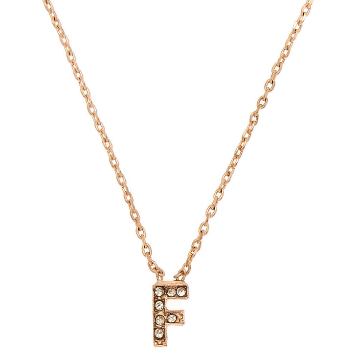 Rose Gold Initial Pendant Necklace - F,