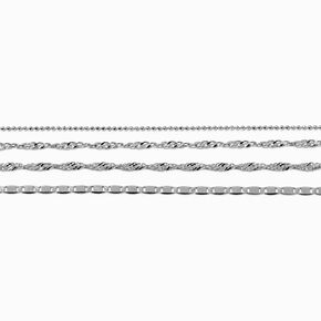 Silver-tone Delicate Chain Bracelet Set - 4 Pack,