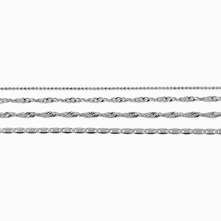 Silver-tone Delicate Chain Bracelet Set - 4 Pack,