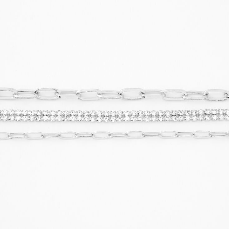 Silver Toggle Link Chain Bracelet Set - 3 Pack,