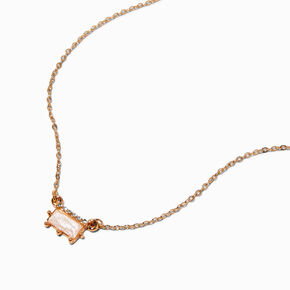 White Rectangular Gold-tone Pendant Necklace,
