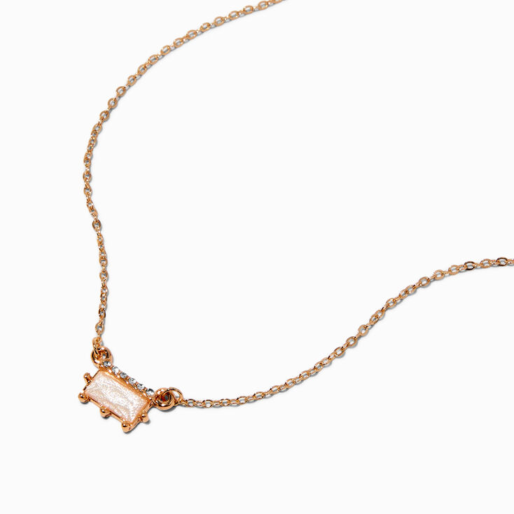 White Rectangular Gold-tone Pendant Necklace,