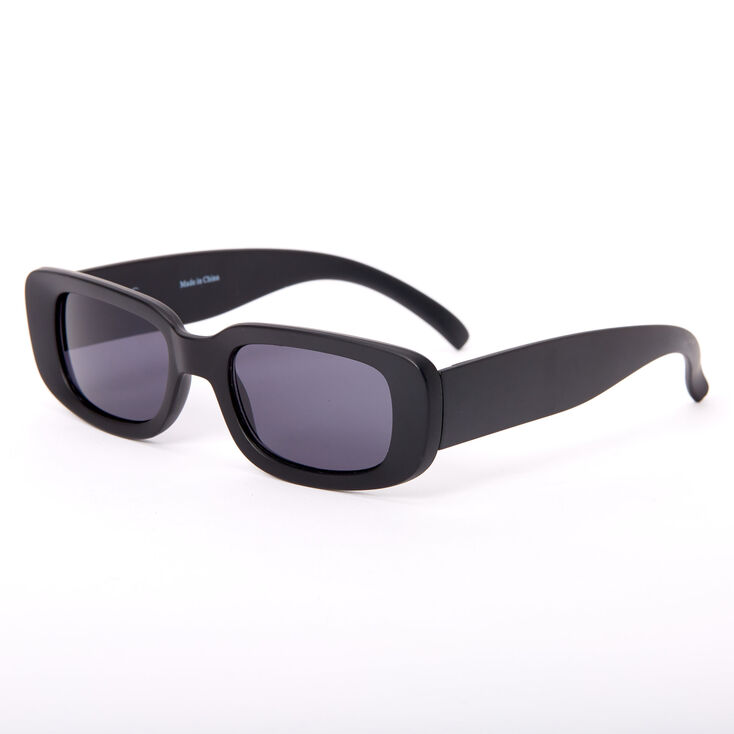 Slim Rectangle Sunglasses - Black,