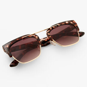 Gold Browline Brown Tortoiseshell Mod Sunglasses,