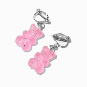 Pink 0.5&quot; Gummy Bears&reg; Clip-On Drop Earrings,